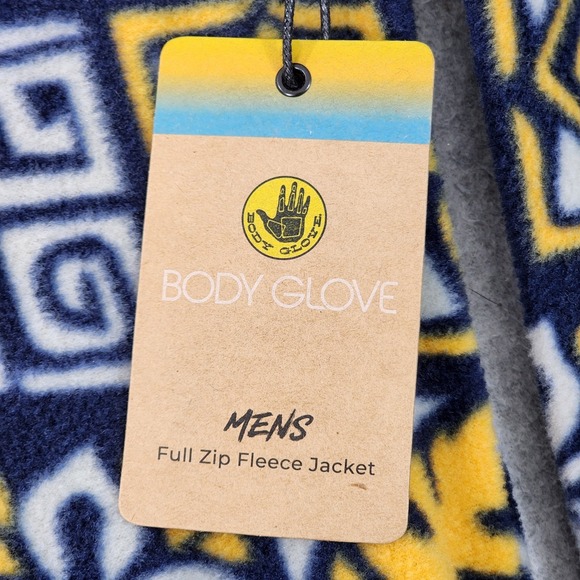 Body Glove Full-Zip Fleece Jacket Mens Size‎ Large Blue Yellow Pocket Sweatshirt - Picture 11 of 16